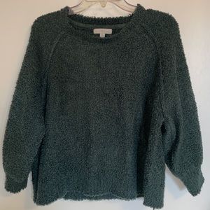 Heavenly soft hunter green cropped 3/4 sleeve sweater EUC